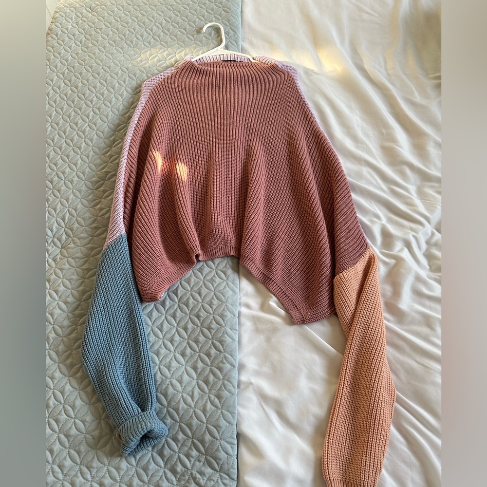 PrettyLittleThing Oversized Poncho Multicolored Knit Sweater